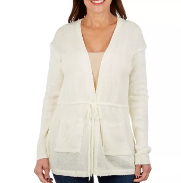 Cardigan panjang dengan tali ikat pinggang